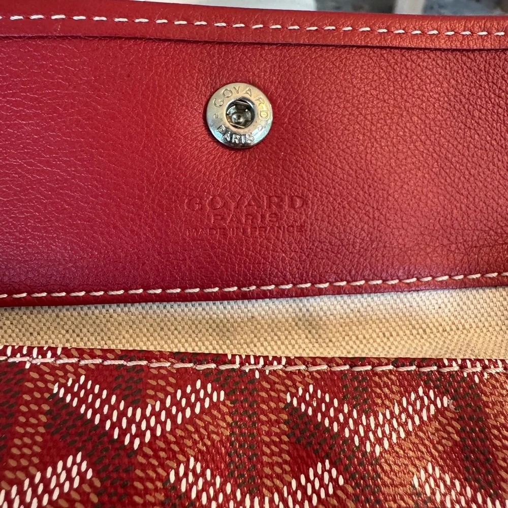 Authentic Goyard St. Louis Tote GM Red + Pouch | Classic Chevron Canvas - Picture 6 of 13